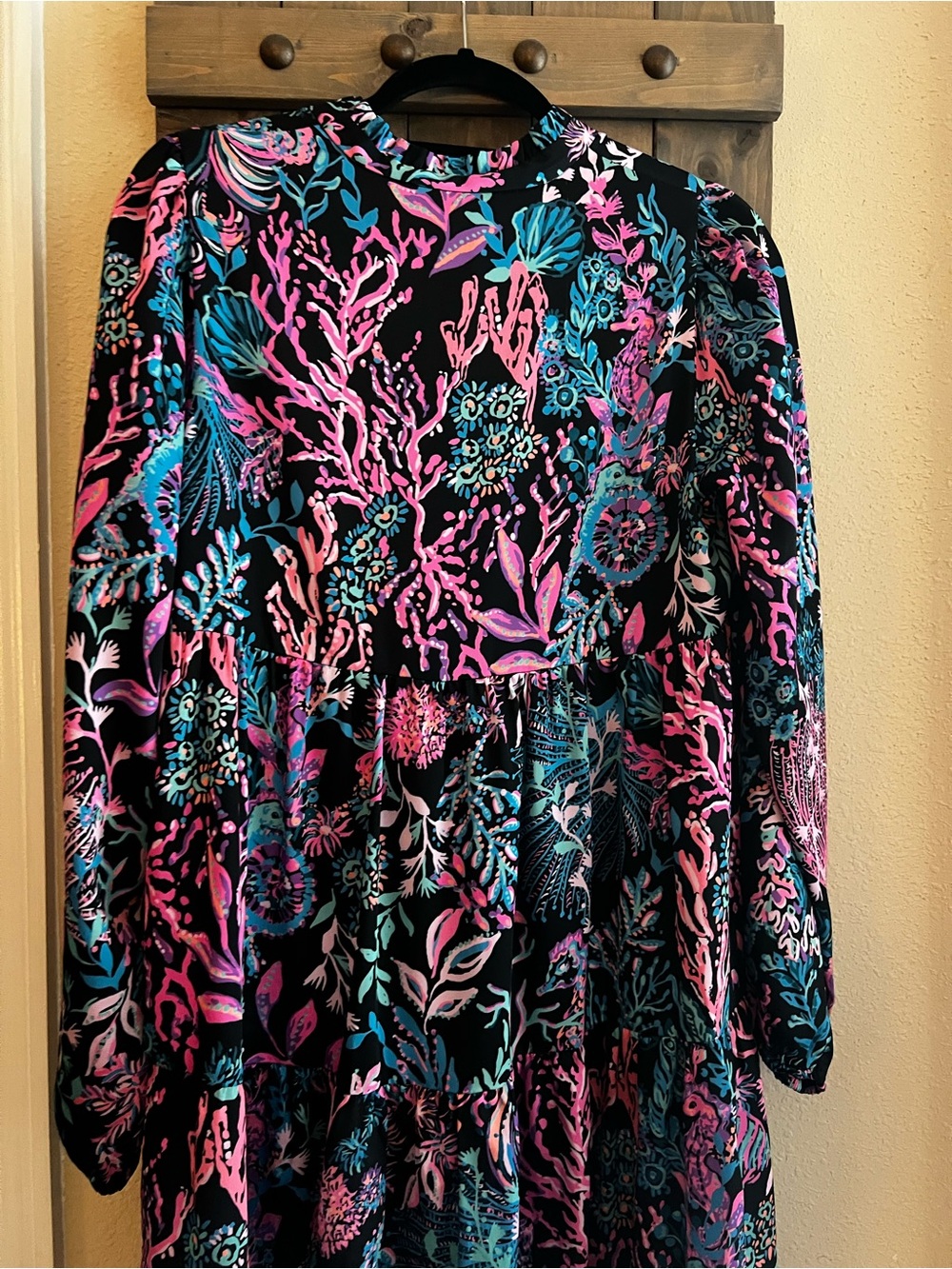 Lilly Pulitzer Black Dress with Pink & Teal Floral Print - Picture 7 of 8